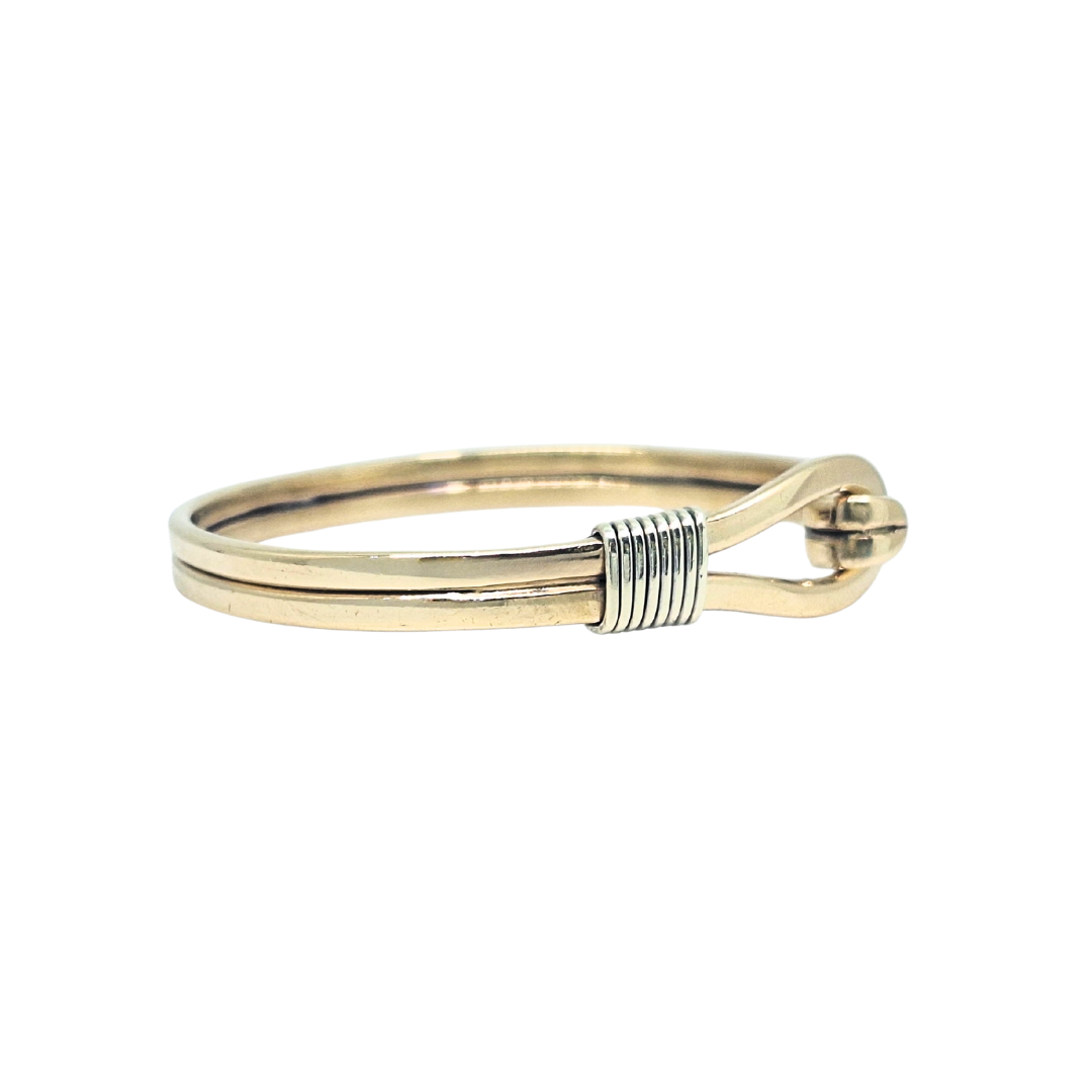 9ct Two Colour Gold Hook Bangle