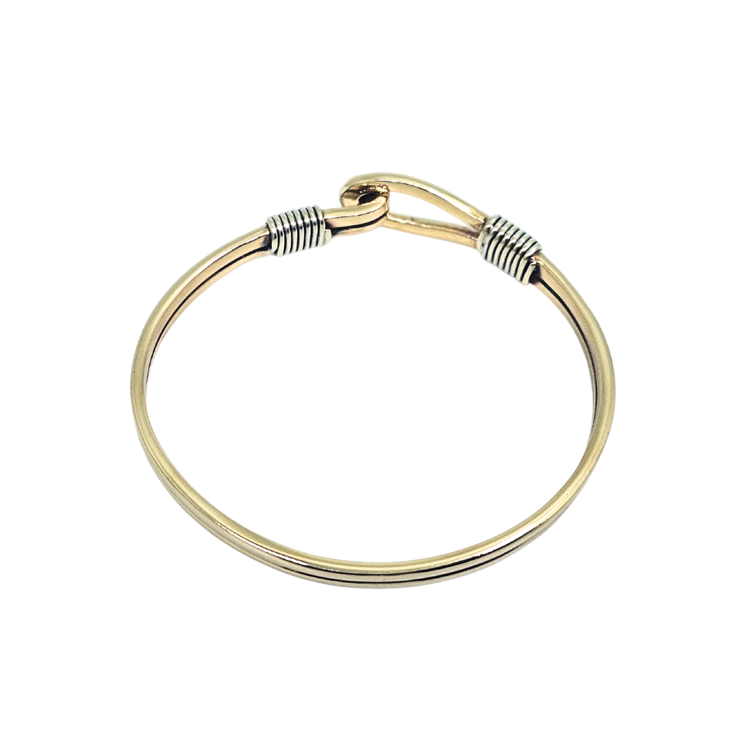 9ct Two Colour Gold Hook Bangle
