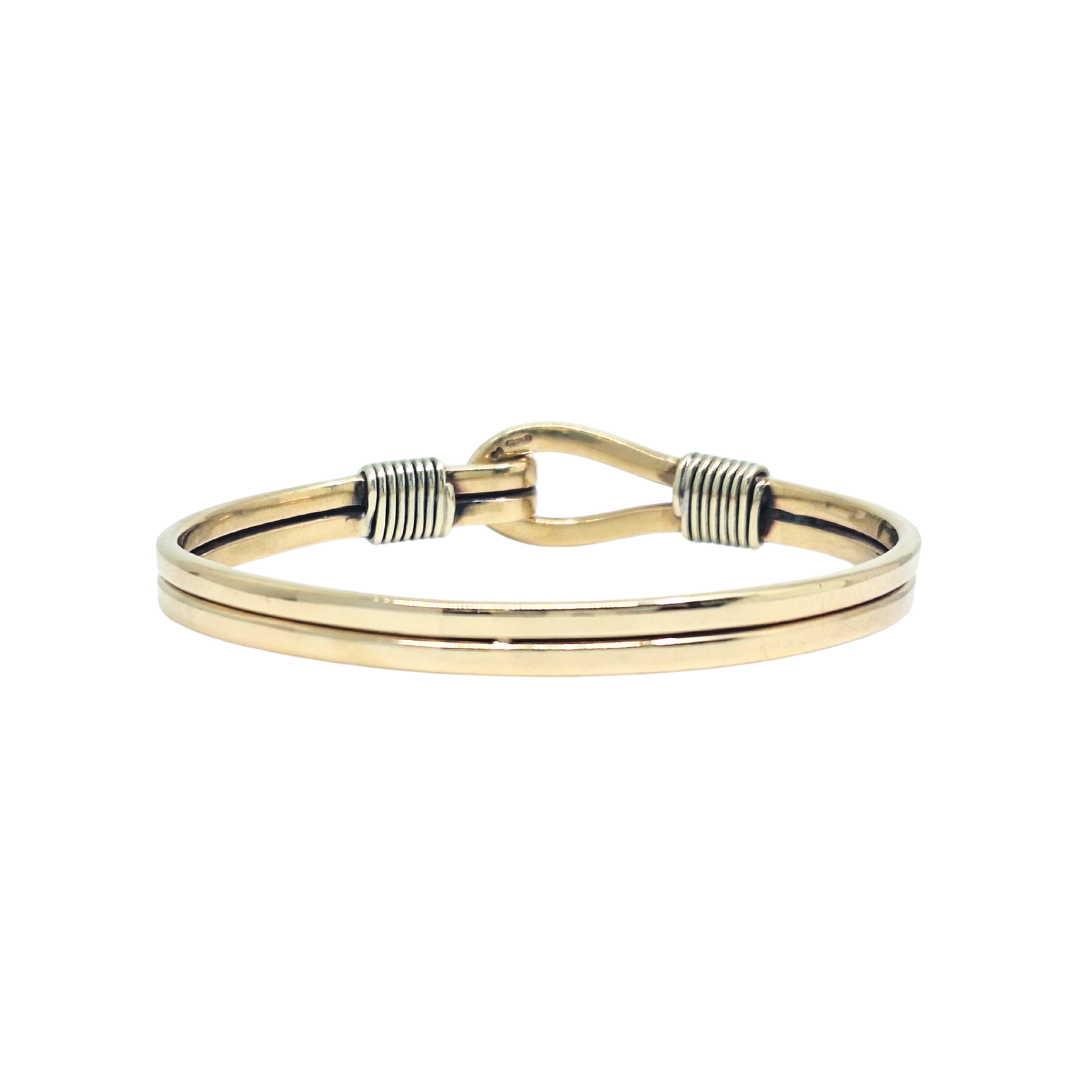 9ct Two Colour Gold Hook Bangle