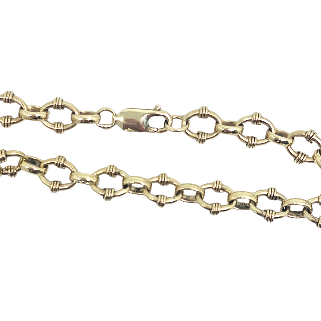 9ct Yellow Gold Fancy Belcher Link Bracelet 7.5"