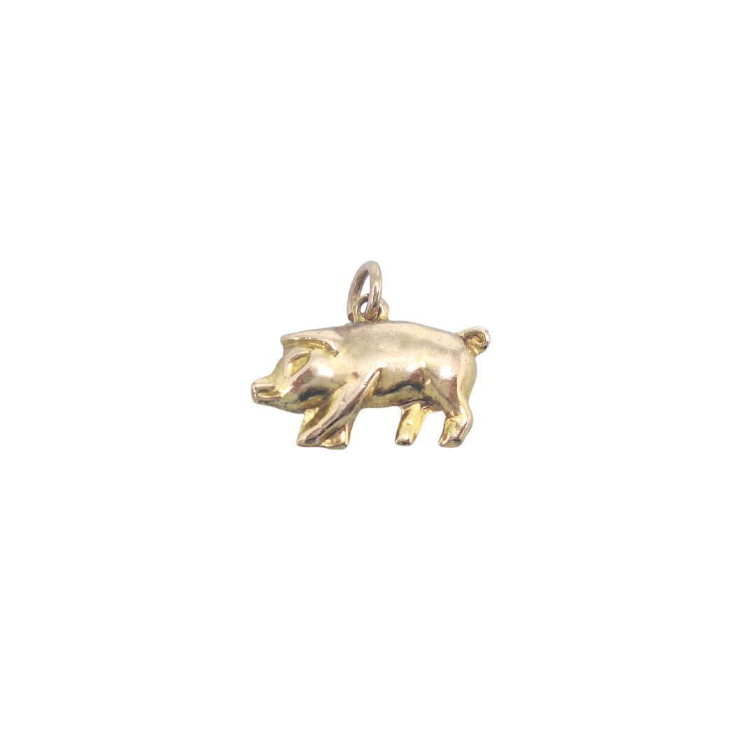 9ct Yellow Gold Hollow Pig Charm