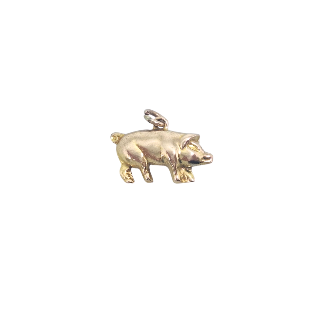 9ct Yellow Gold Hollow Pig Charm