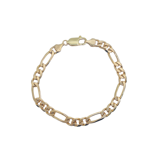 9ct Yellow Gold Figaro Bracelet 8"