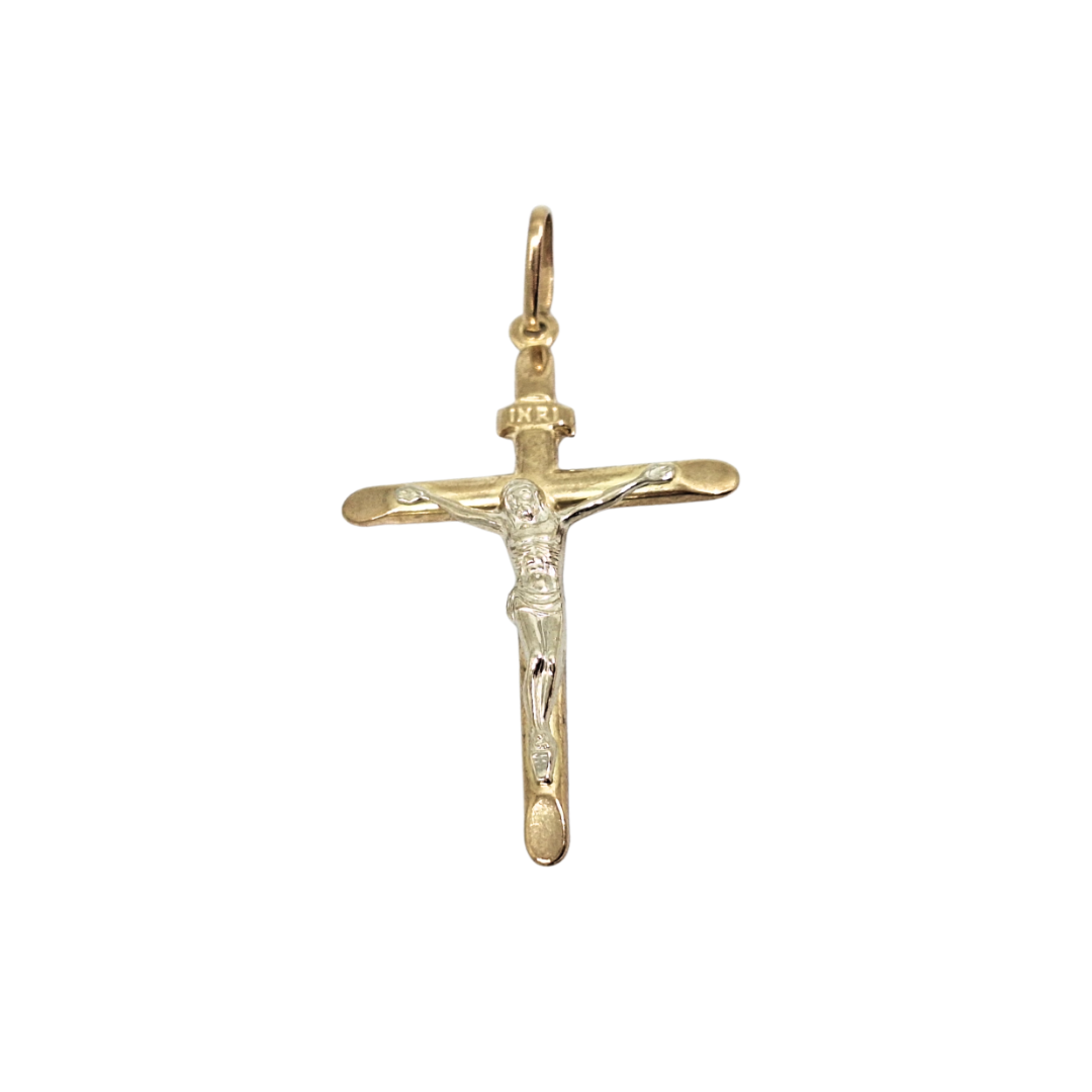 9ct Two Colour Gold Crucifix