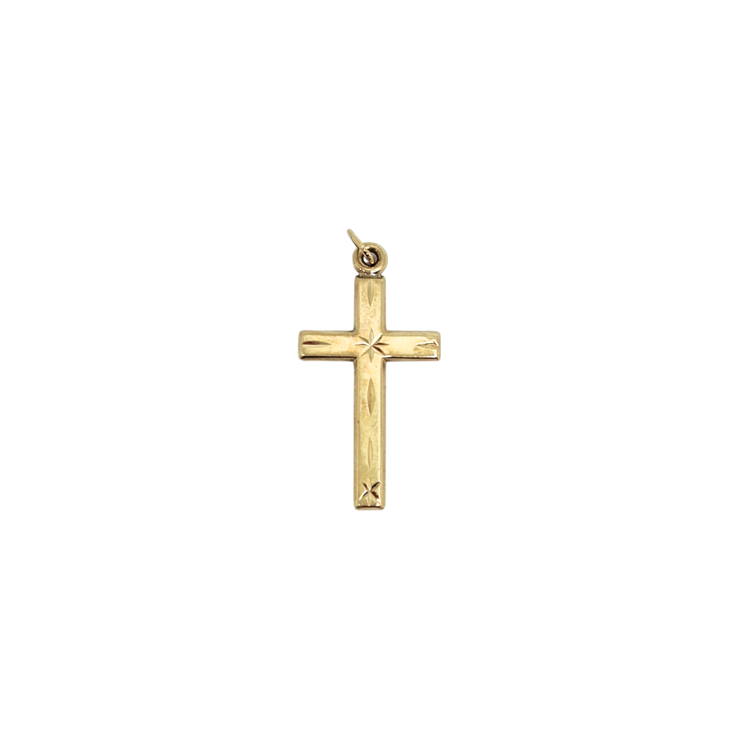 9ct Yellow Gold Patterned Cross