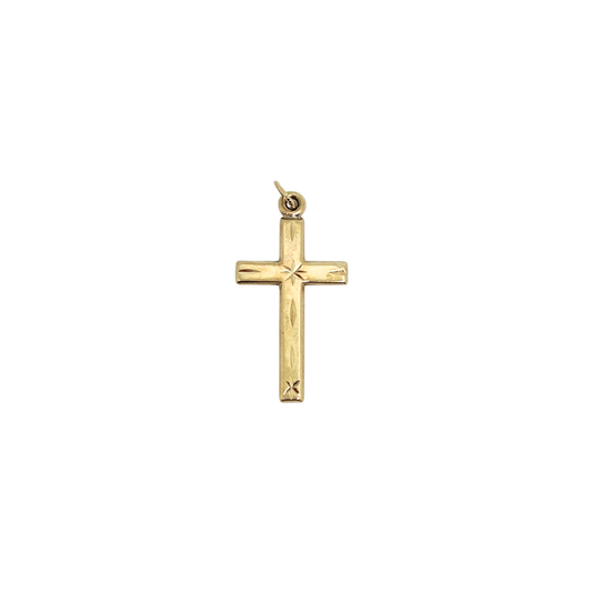 9ct Yellow Gold Patterned Cross