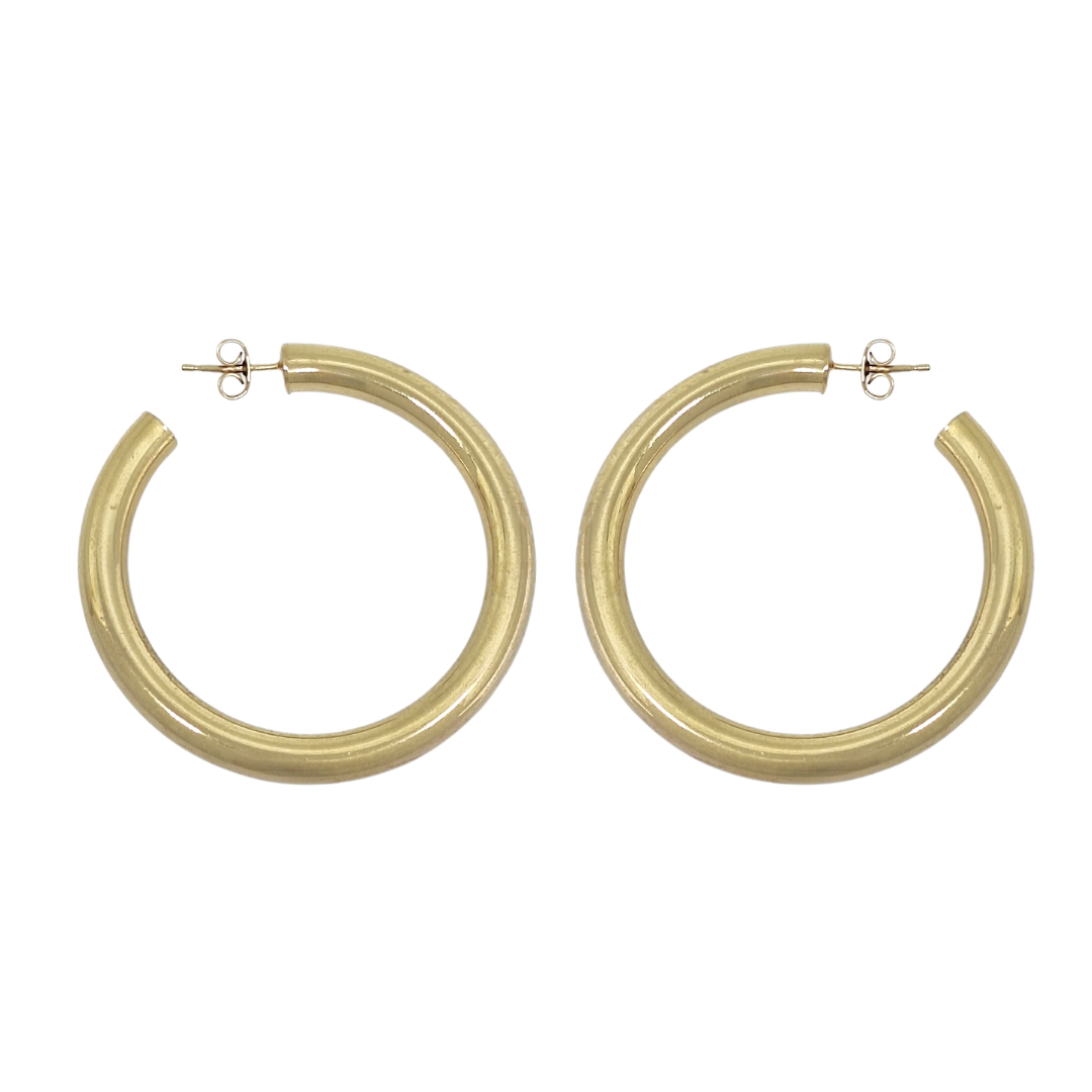 9ct Yellow Gold Tube Hoops
