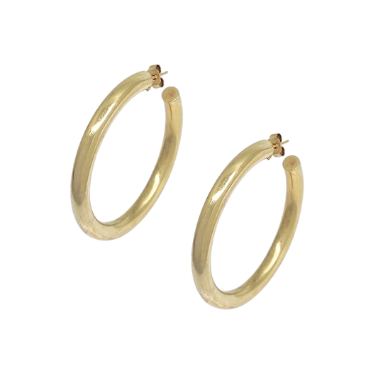 9ct Yellow Gold Tube Hoops