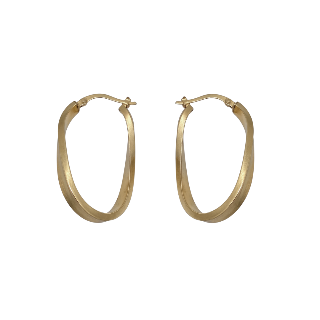 9ct Yellow Gold Twist Oval Hoops