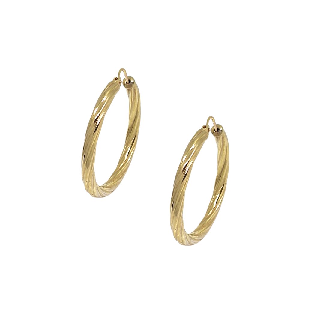 9ct Yellow Gold Twist Hoops