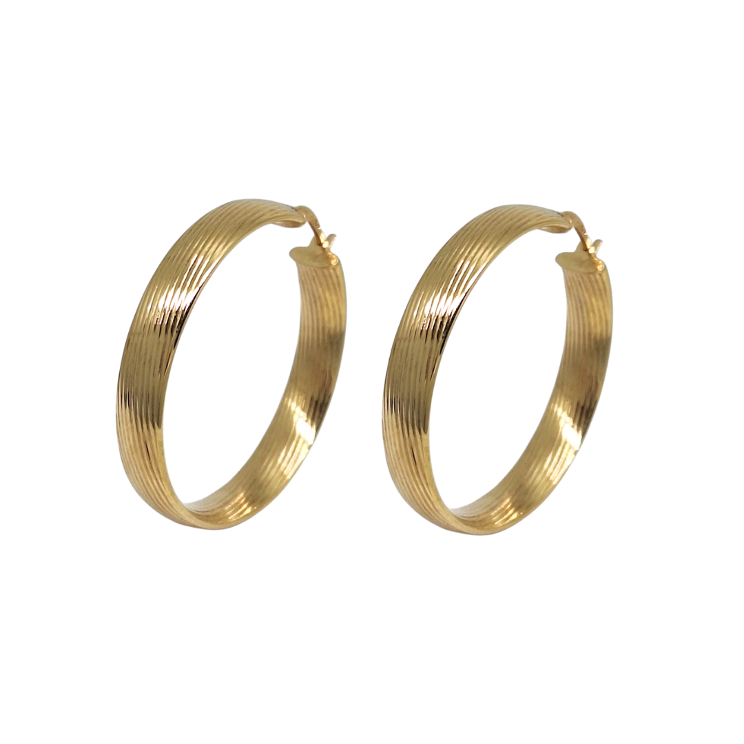 9ct Yellow Gold Patterned Hoops