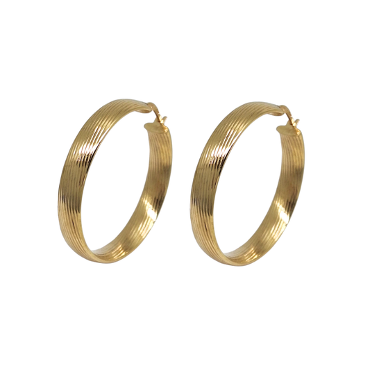 9ct Yellow Gold Patterned Hoops