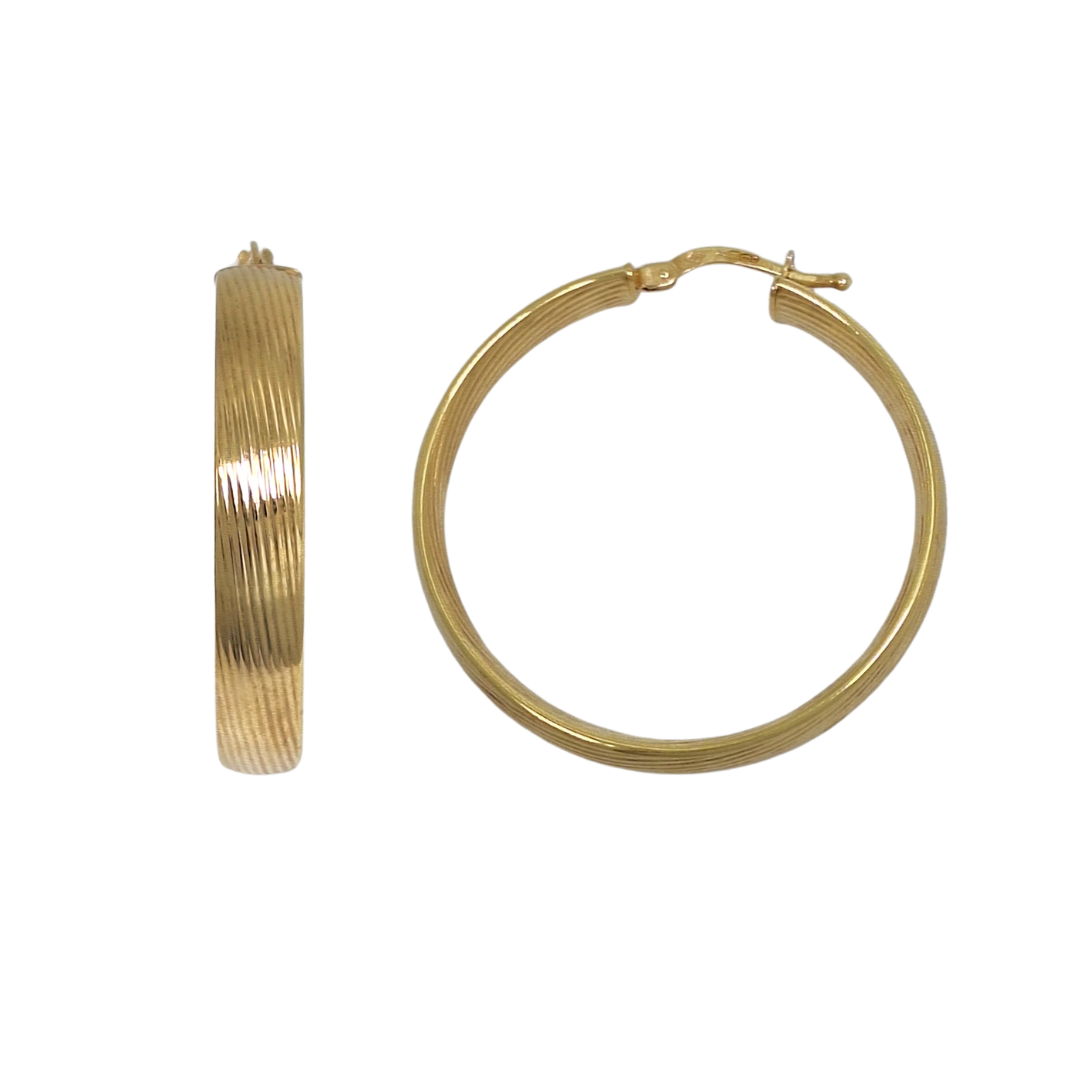 9ct Yellow Gold Patterned Hoops