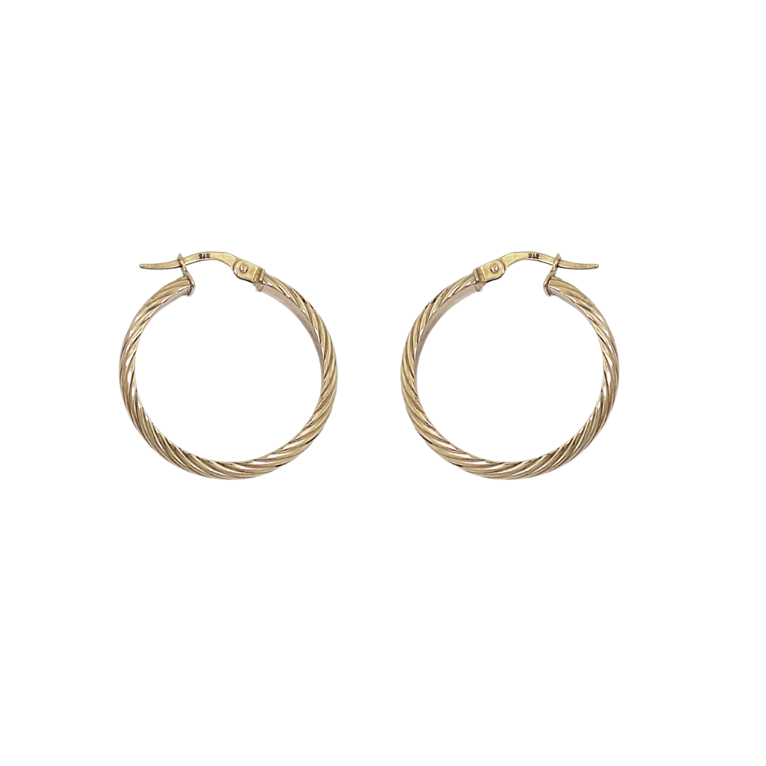 9ct Yellow Gold Patterned Hoops