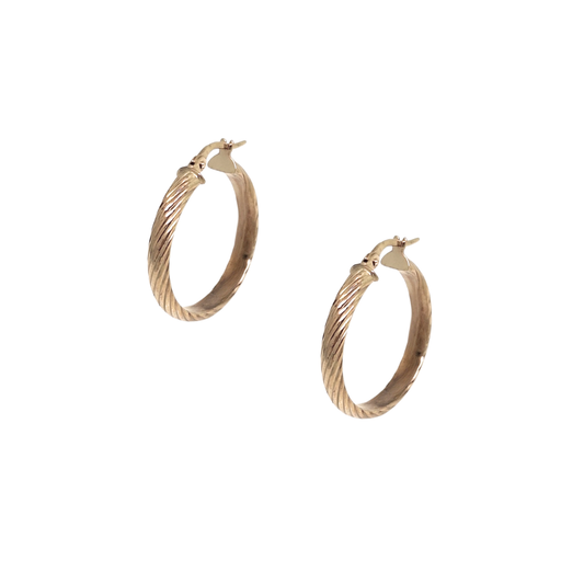 9ct Yellow Gold Patterned Hoops