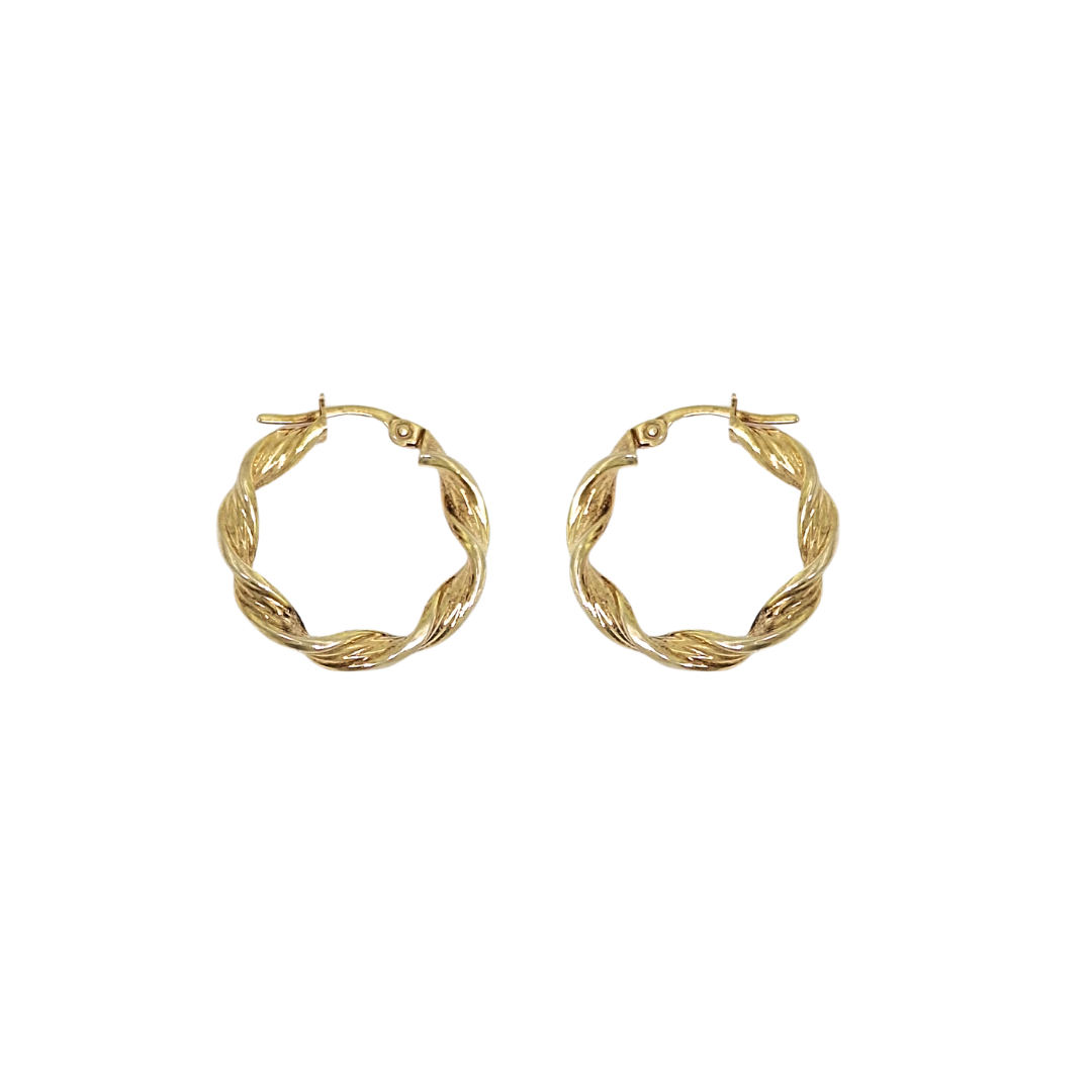 9ct Yellow Gold Twist Hoops