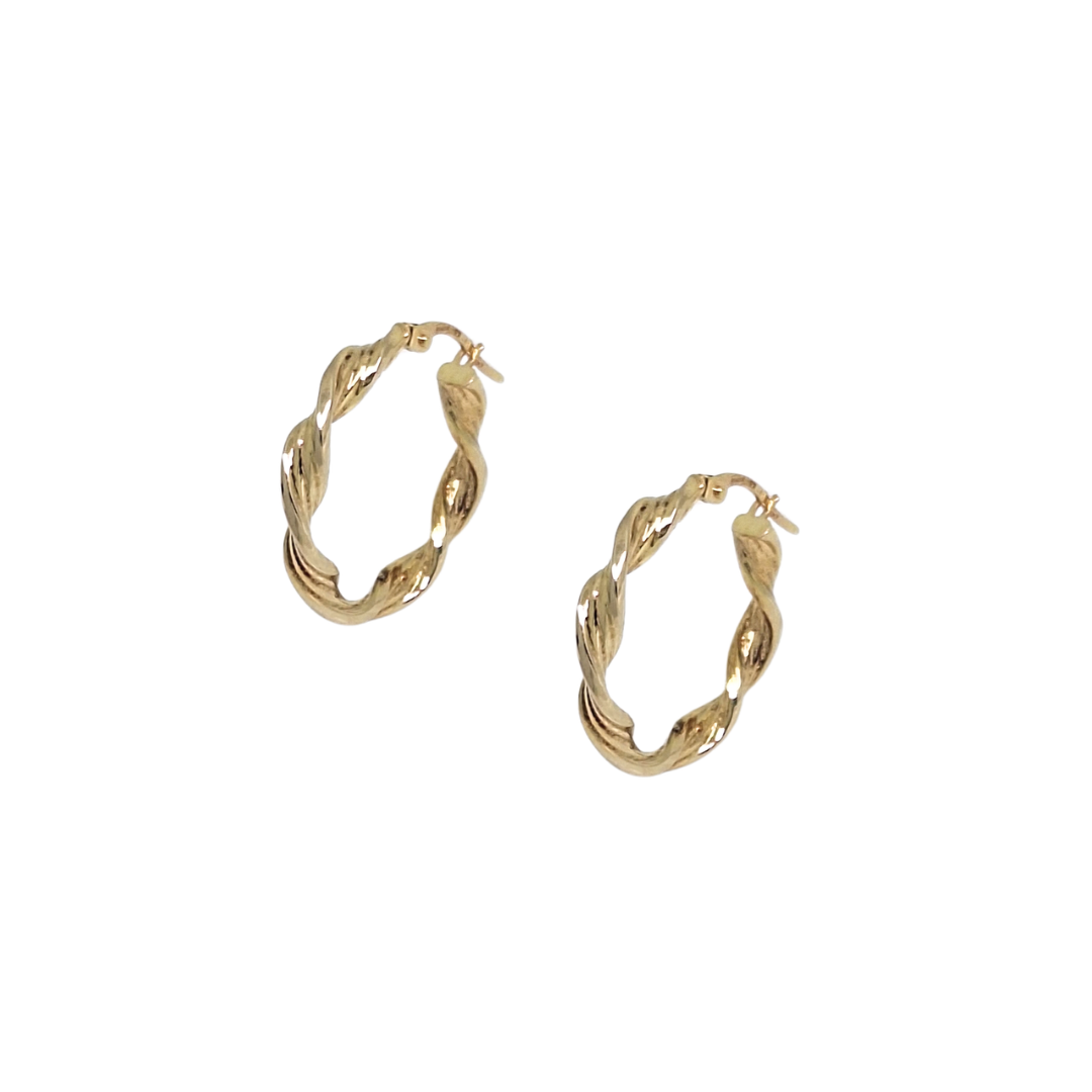 9ct Yellow Gold Twist Hoops
