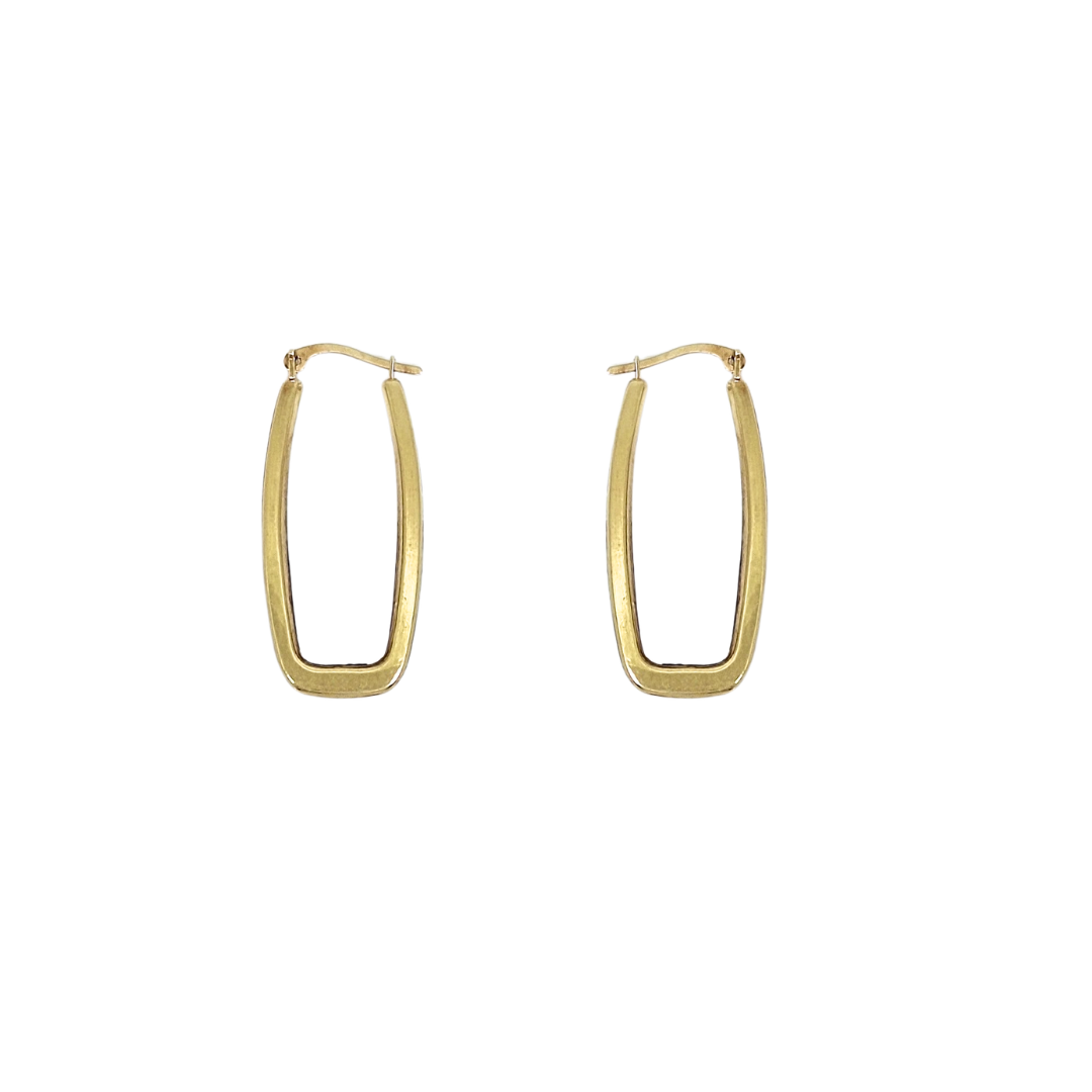 9ct Yellow Gold Rectangle Tube Hoops