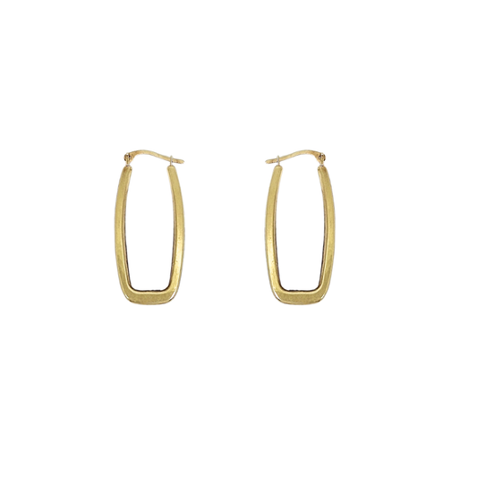 9ct Yellow Gold Rectangle Tube Hoops