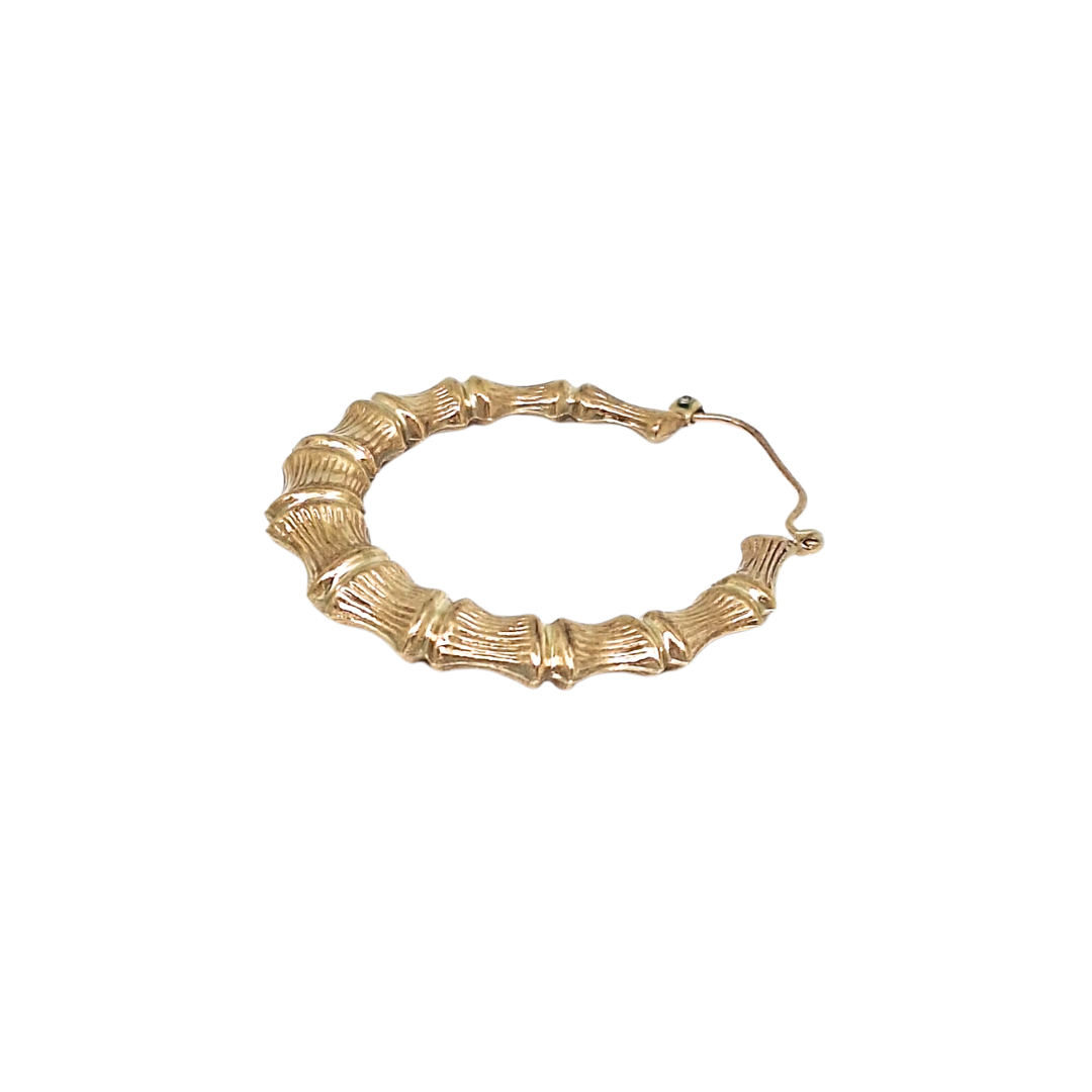 9ct Yellow Gold Bamboo Hoop Earrings