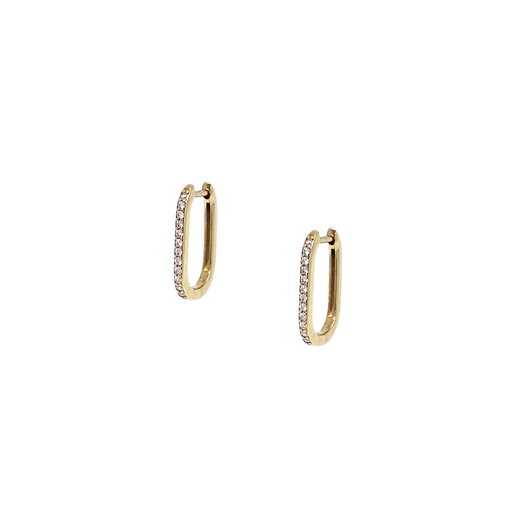 9ct Yellow Gold CZ Hoops