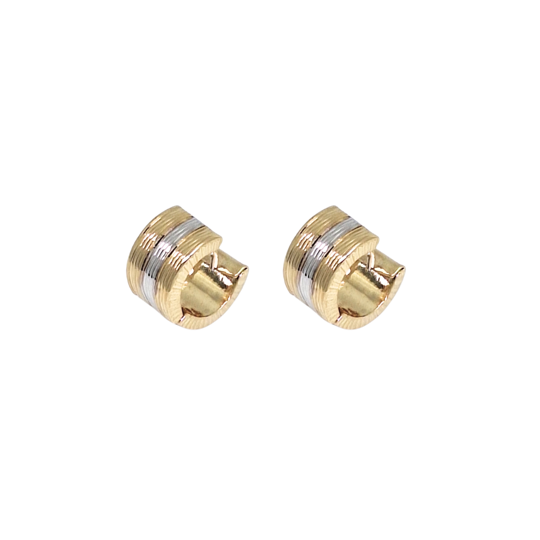 9ct Two Colour Gold Huggies Earrings