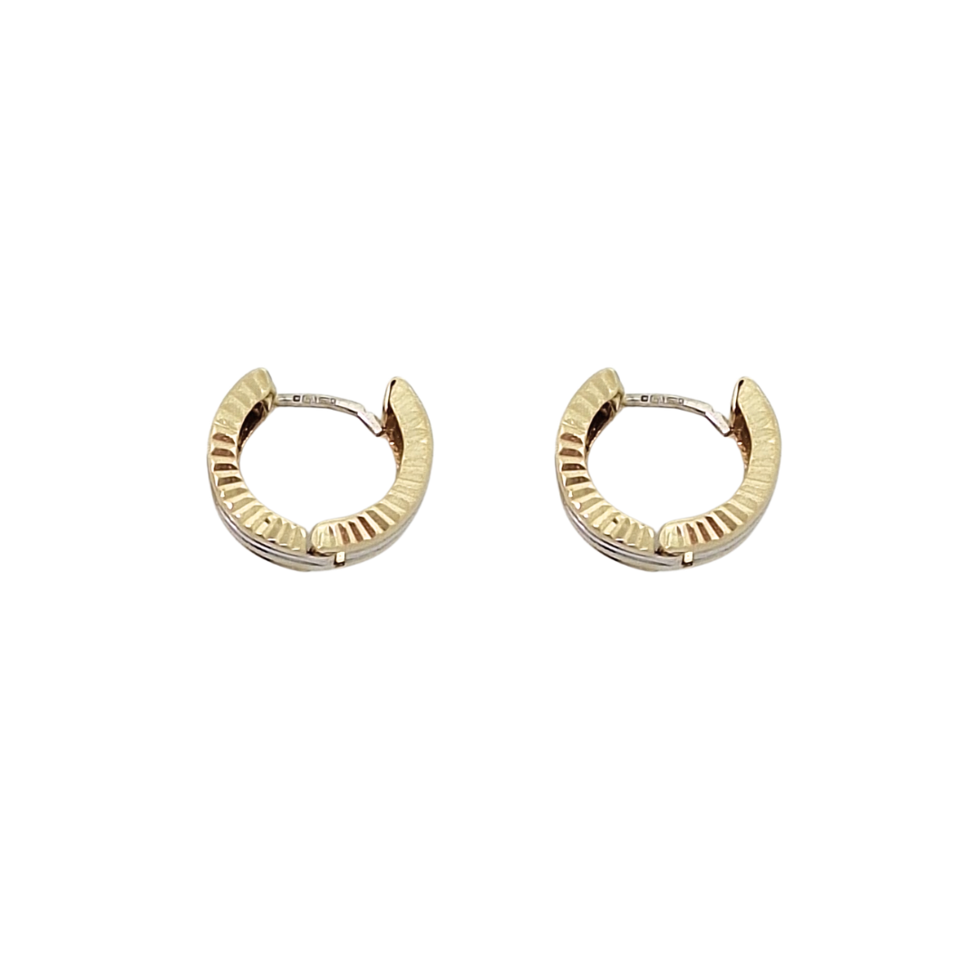 9ct Two Colour Gold Huggies Earrings