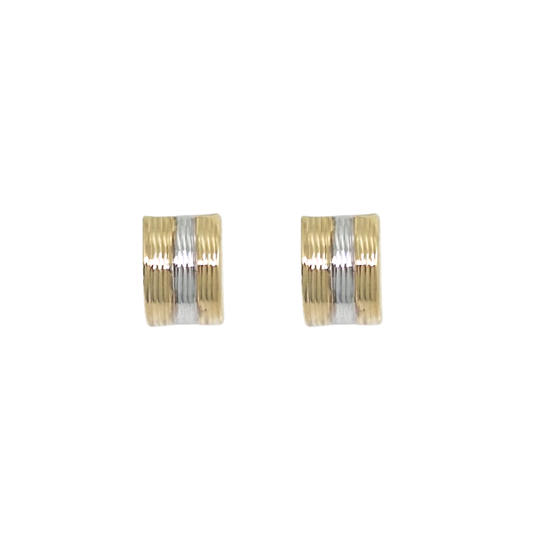 9ct Two Colour Gold Huggies Earrings