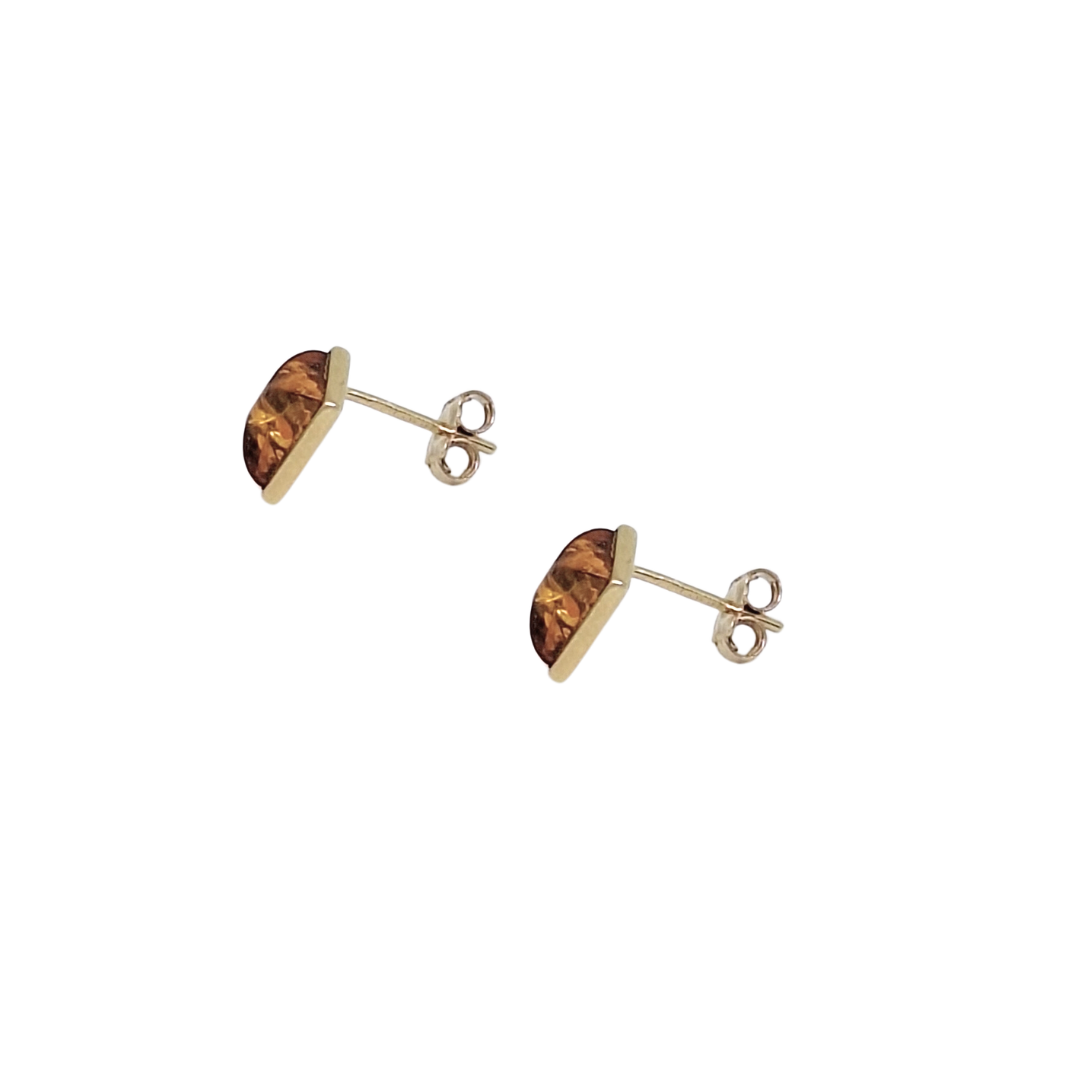 9ct Yellow Gold Amber Earrings