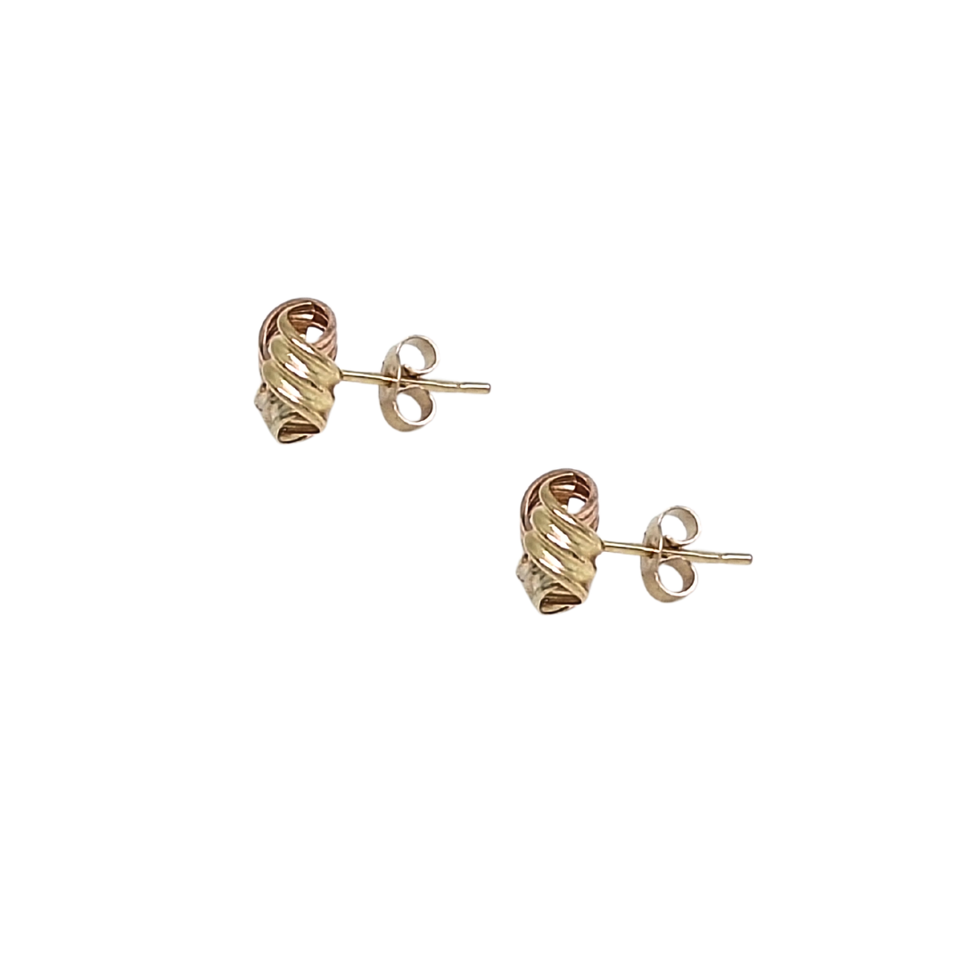 9ct Three Colour Gold Knot Earrings