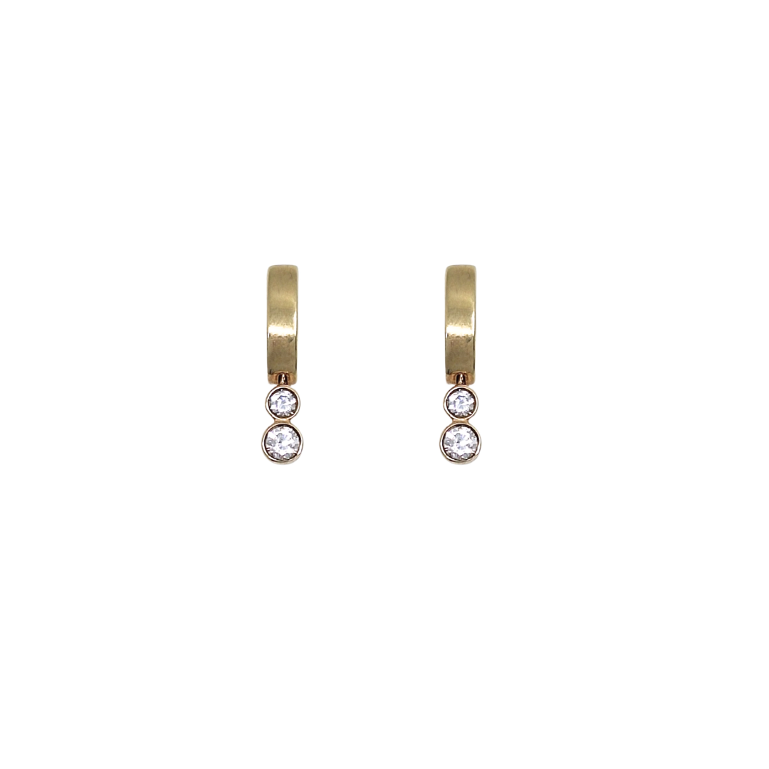 9ct Yellow Gold CZ Drop Earrings