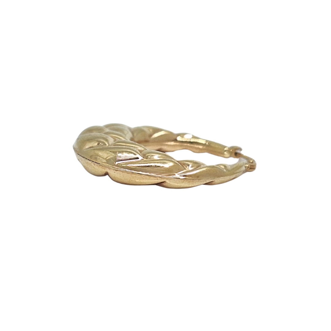 9ct Yellow Gold Pattered Creole Earrings