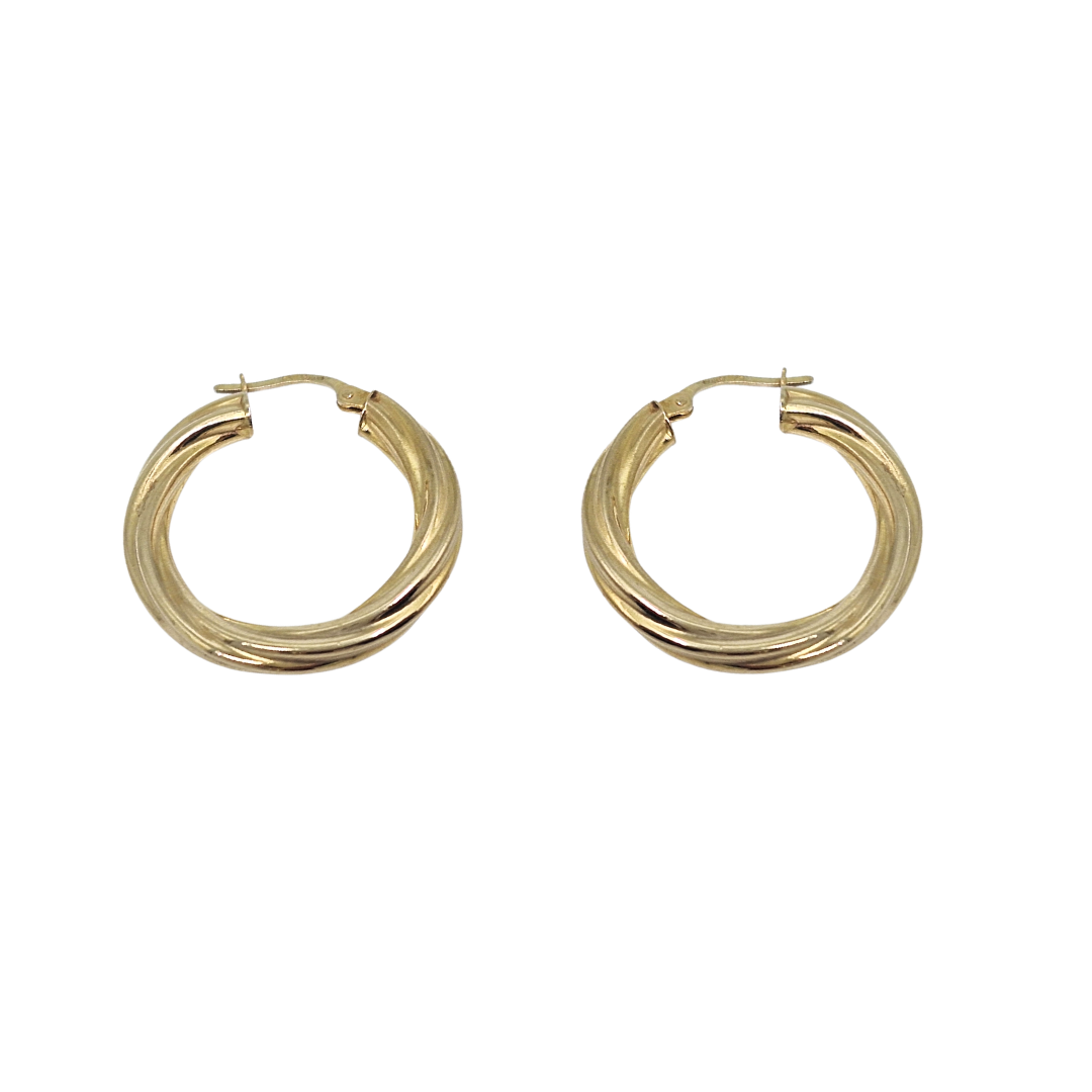 9ct Yellow Gold Twist Hoop Earrings