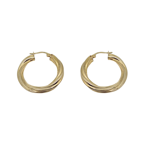 9ct Yellow Gold Twist Hoop Earrings