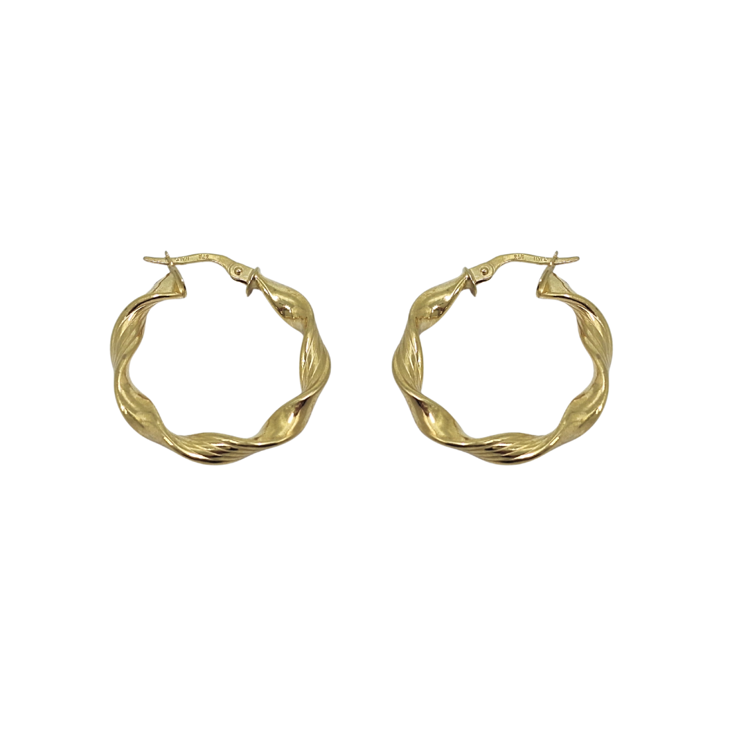 9ct Yellow Gold Twist Hoop Earrings