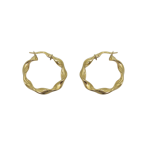 9ct Yellow Gold Twist Hoop Earrings