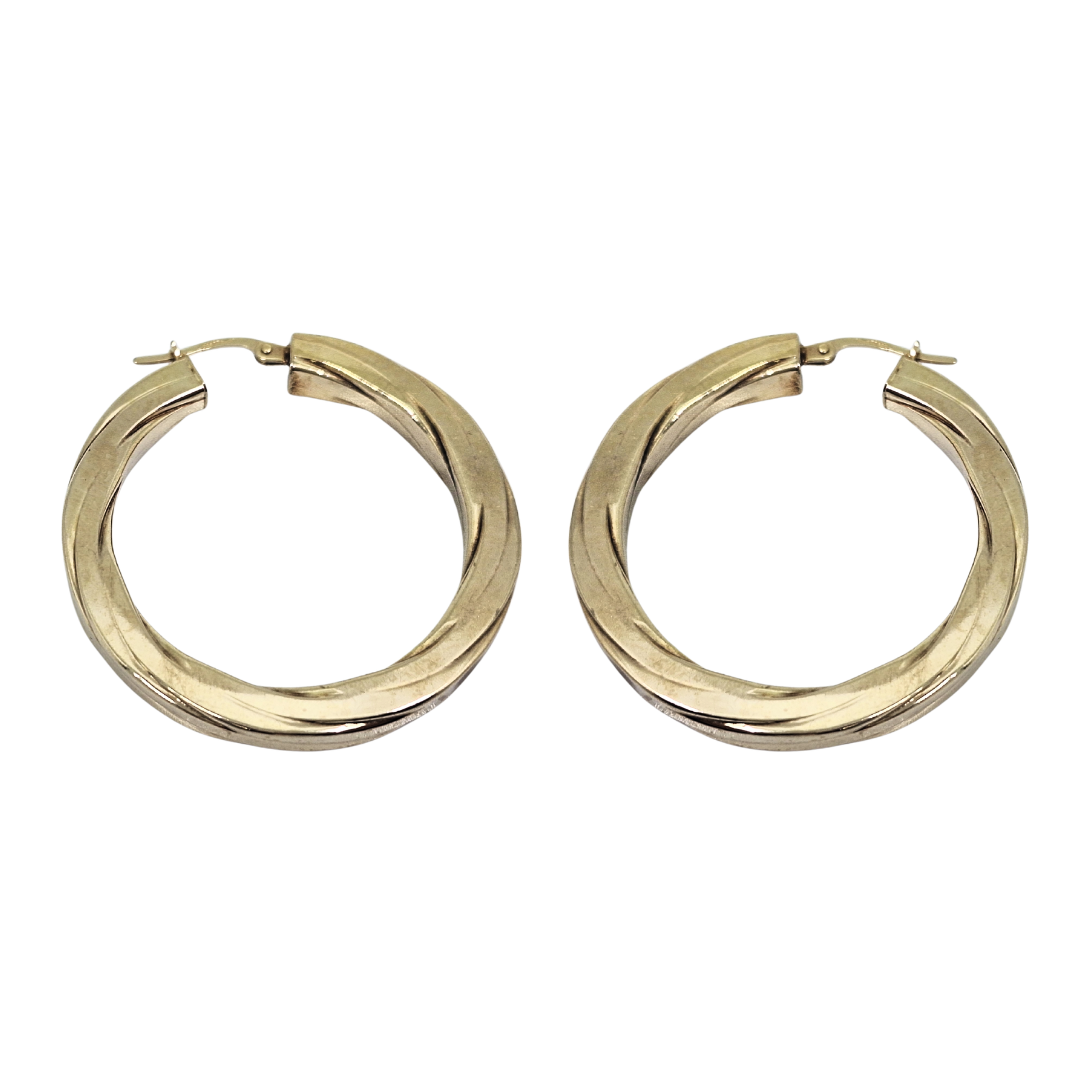 9ct Yellow Gold Patterned Hoops