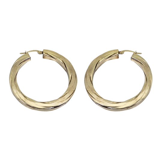 9ct Yellow Gold Patterned Hoops
