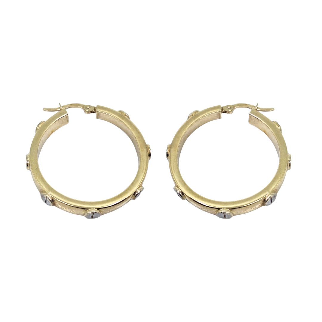 9ct Two Colour Cartier Style Hoops