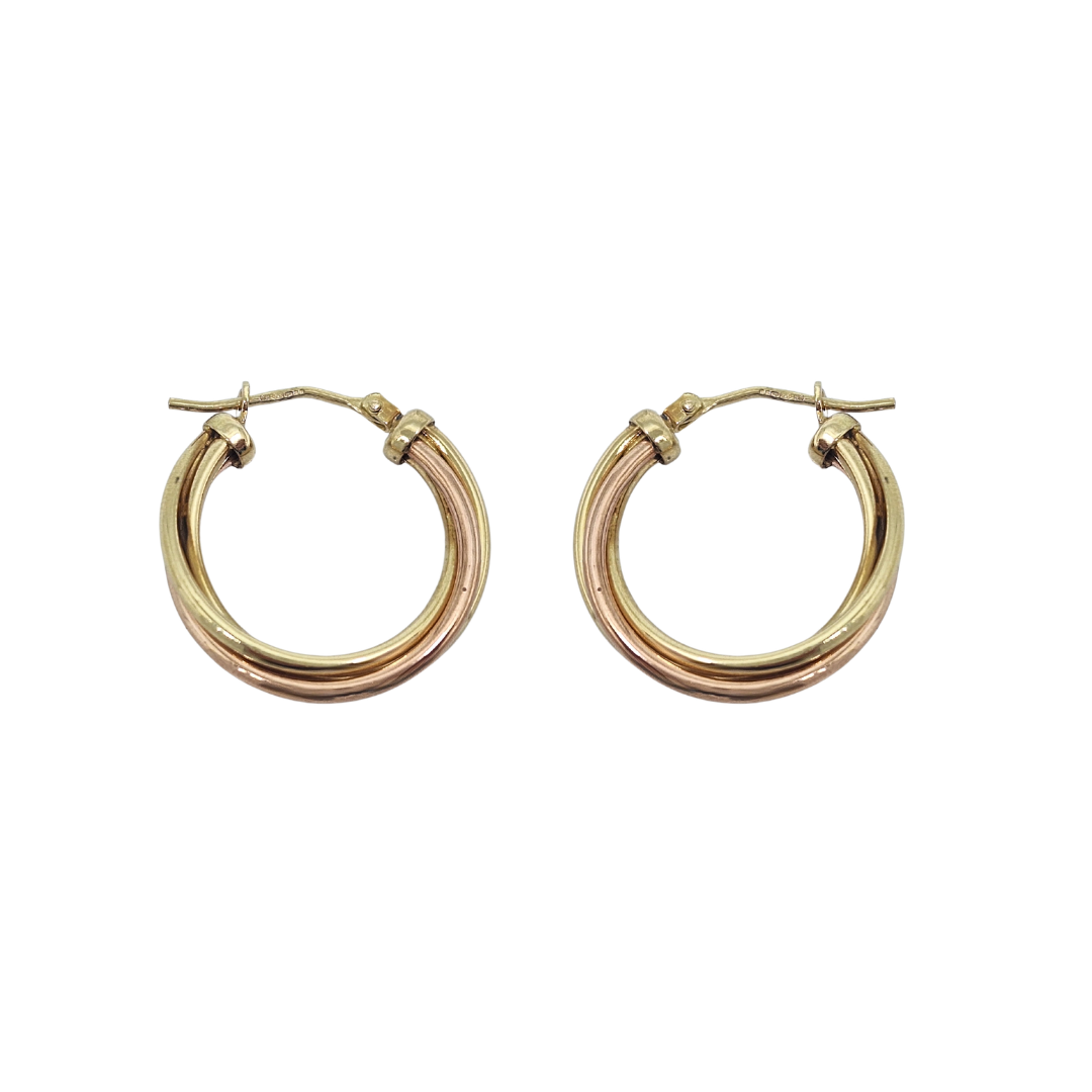 9ct Two Colour Gold Hoops