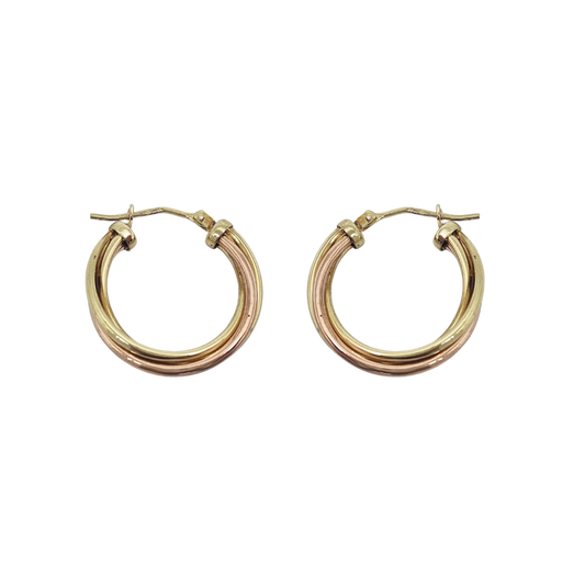 9ct Two Colour Gold Hoops