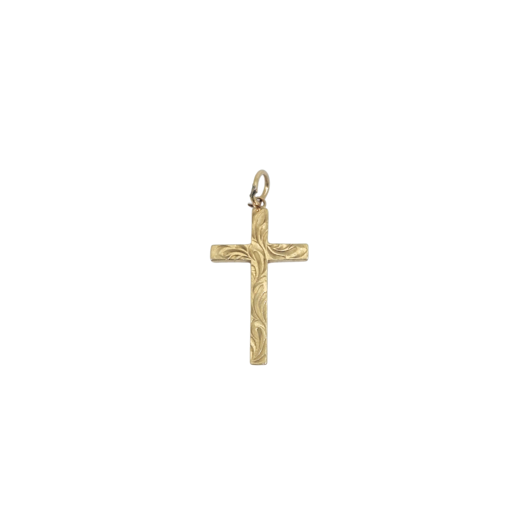 9ct Yellow Gold Patterned Cross