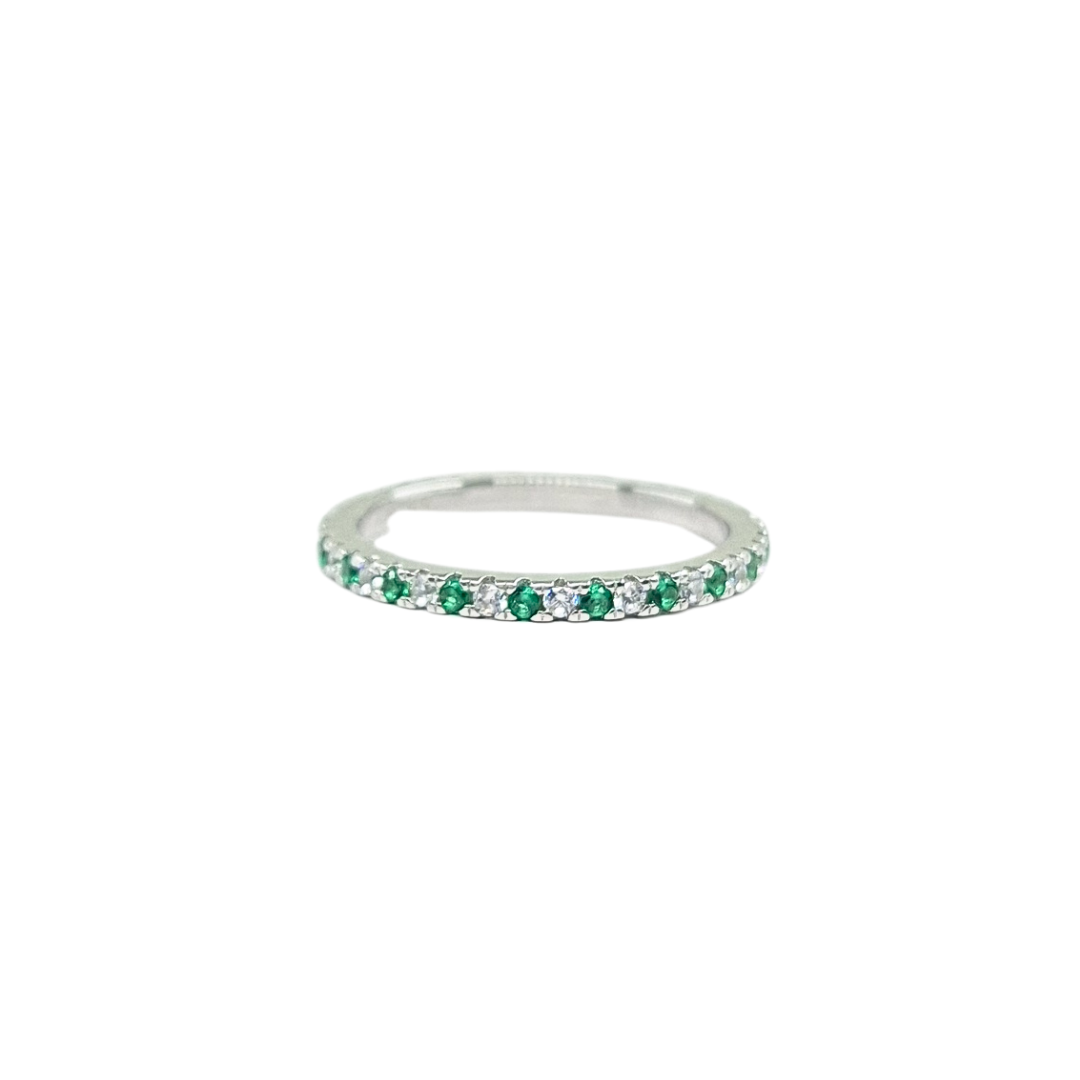 Silver Green & White Cubic Zirconia Full Eternity Ring