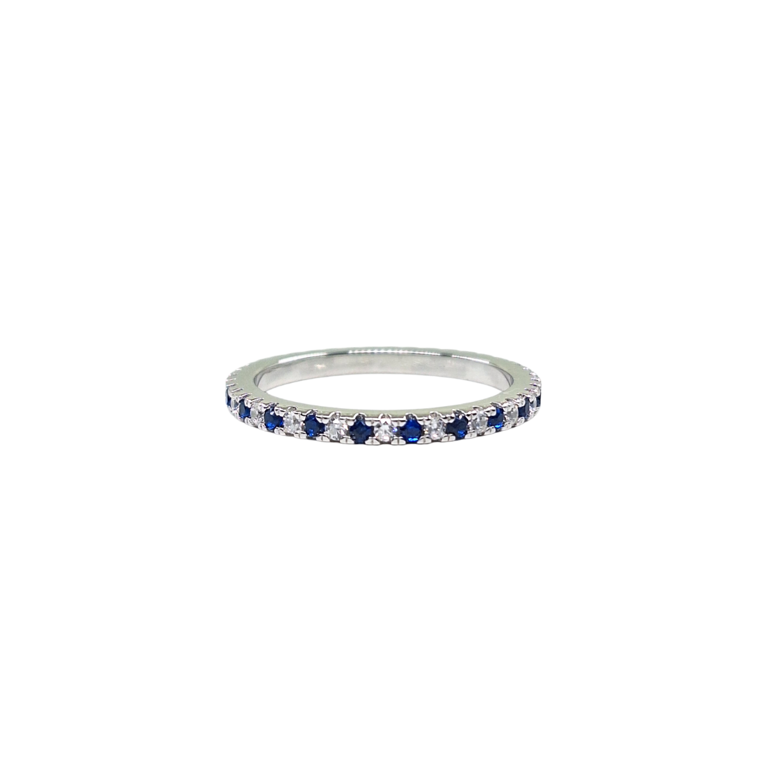 Silver Blue & White Cubic Zirconia Full Eternity Ring