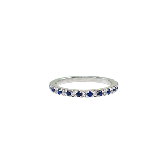 Silver Blue & White Cubic Zirconia Full Eternity Ring