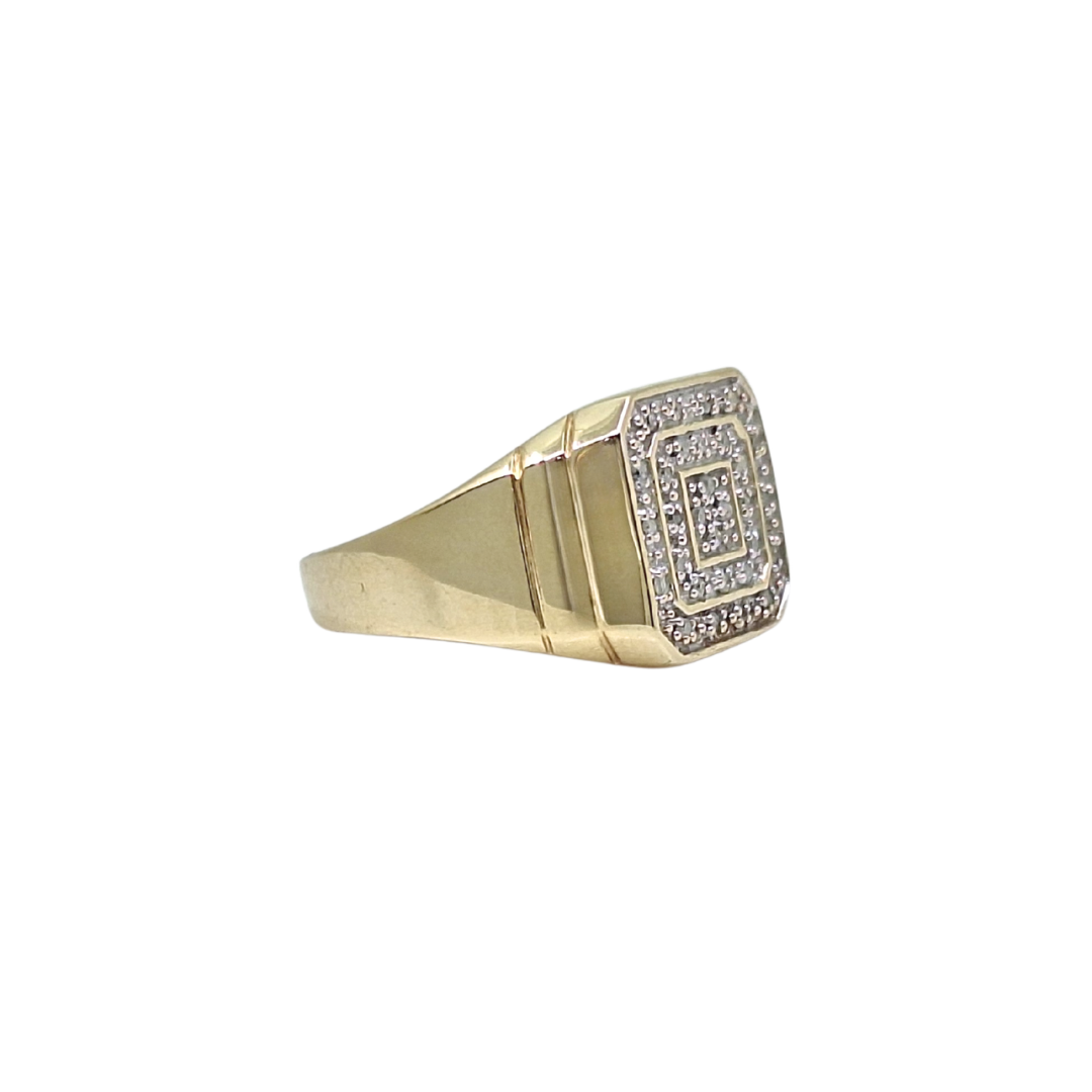 9ct Yellow Gold Diamond Set Signet Ring