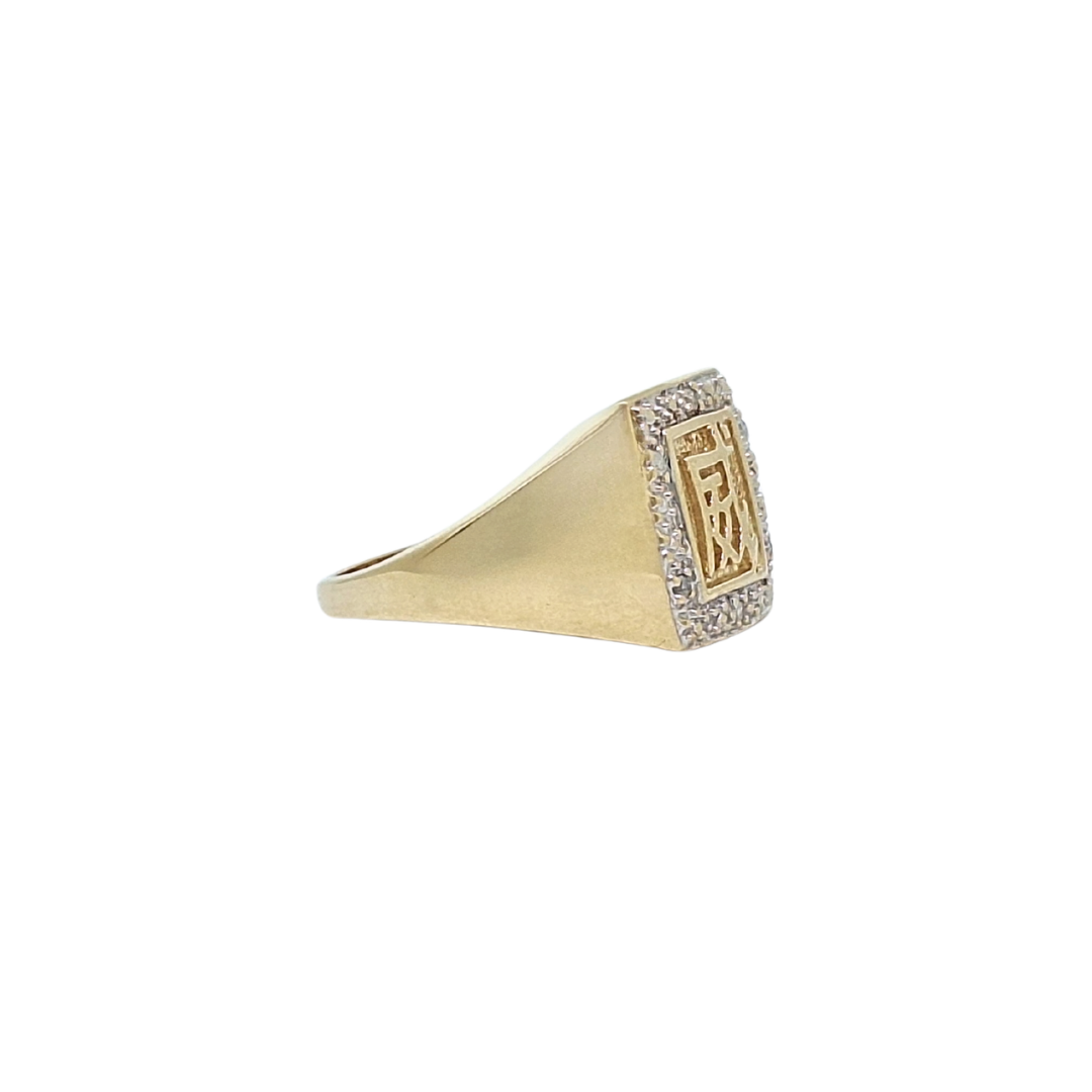 9ct Yellow Gold Diamond Set Signet Ring