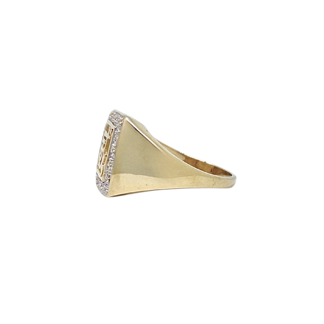 9ct Yellow Gold Diamond Set Signet Ring