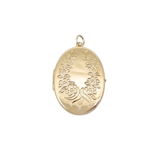 9ct Yellow Gold Engraved Oval Locket