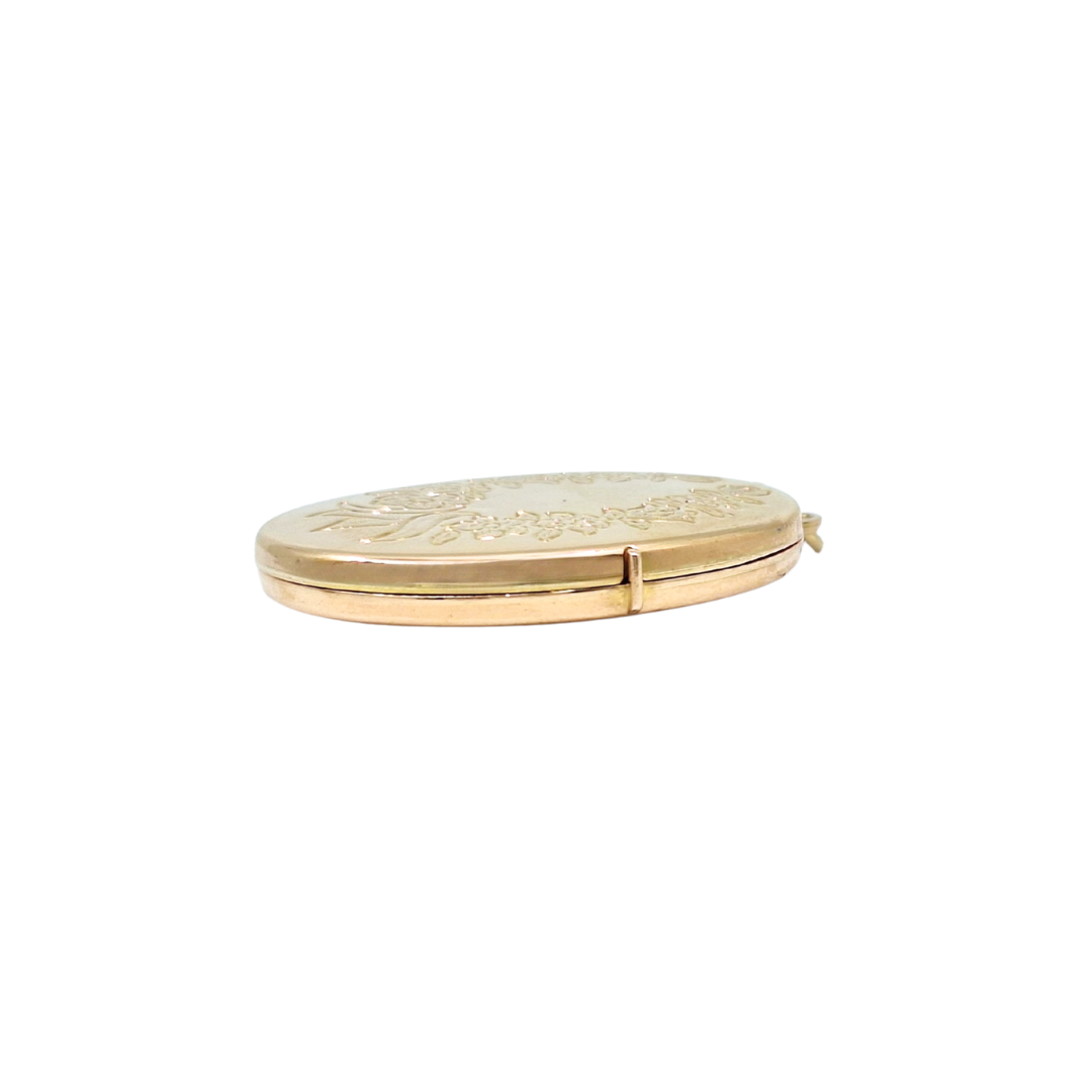 9ct Yellow Gold Engraved Oval Locket